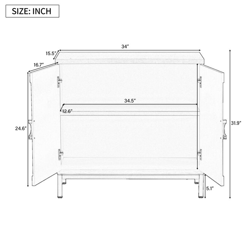 Wooden and Metal Leg Accent Cabinet for Living and Dining Room