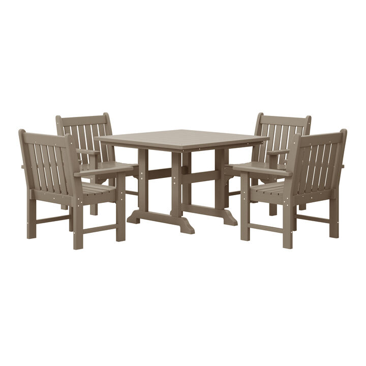 WestinTrends 5-Piece HDPE Outdoor Patio Chair and Square Table Dining Set