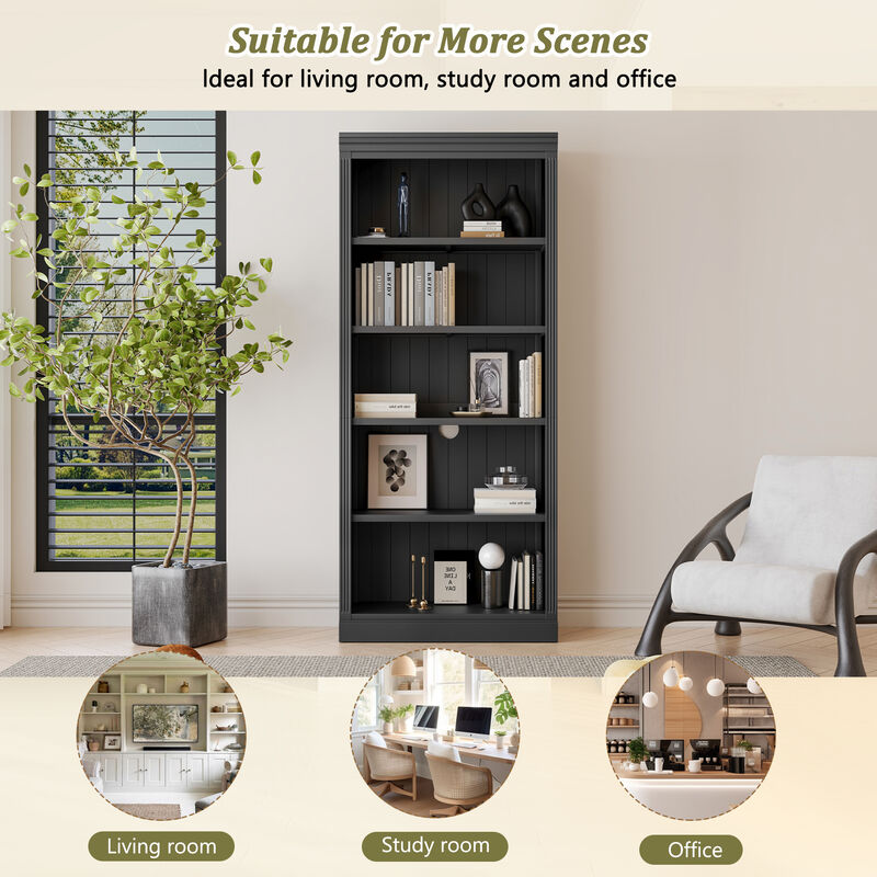 Merax 5-Tier Bookshelf Bookcase with Light Strip