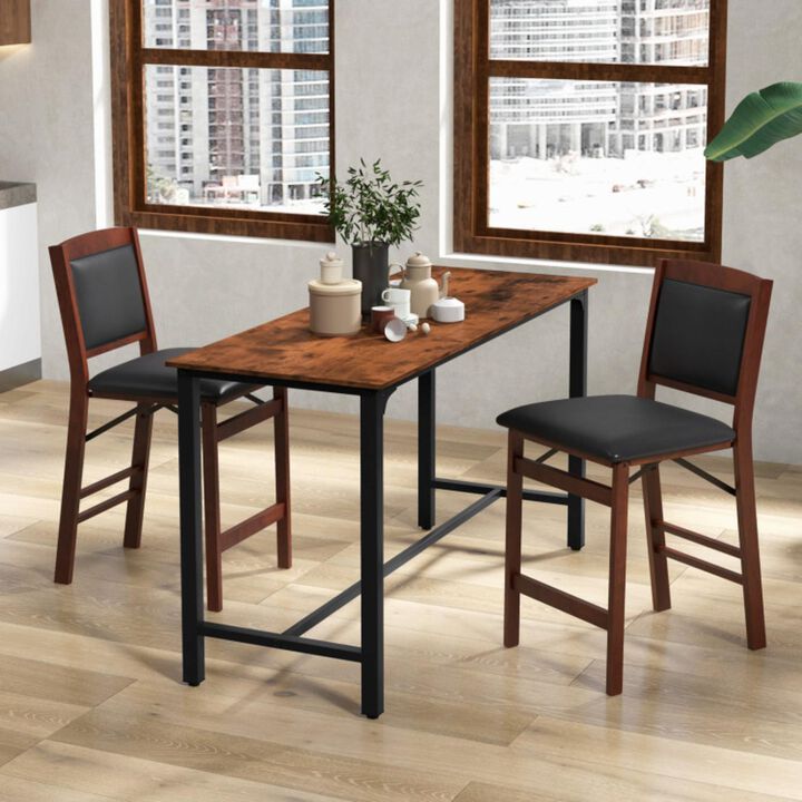 Hivvago Set of 2 Folding Kitchen Island Stool with Rubber Wood Legs