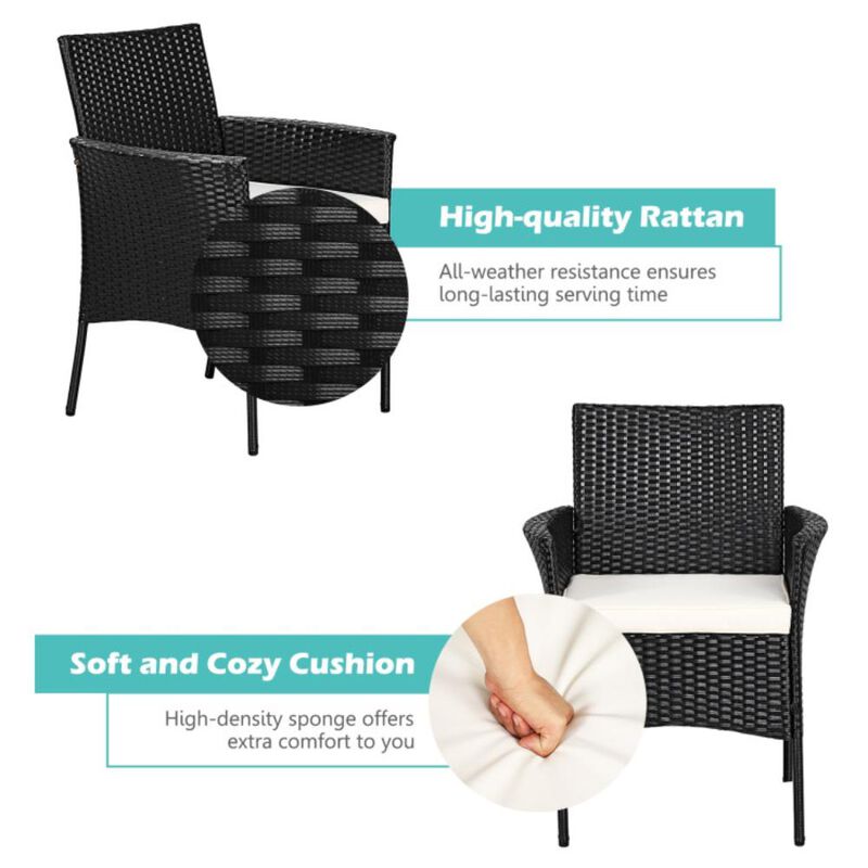 Hivvago 2 Pieces Patio Wicker Chairs with Cozy Seat Cushions