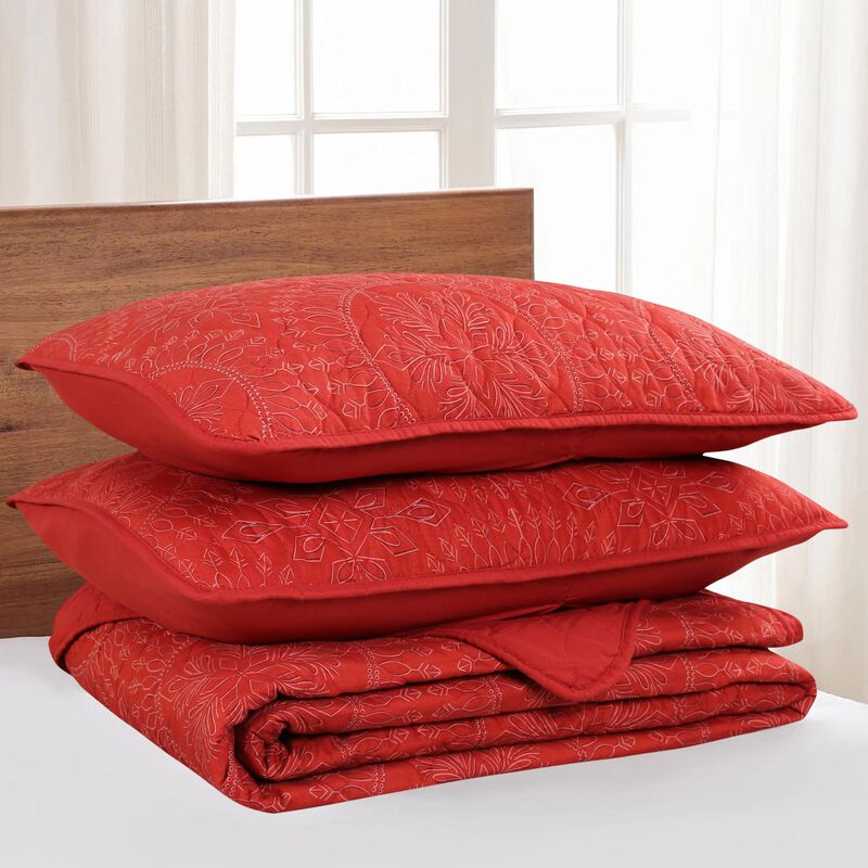 Marcielo 3 Pcs Christmas Snowflake pattern Quilt Bedspread Set Holiday Bedding
