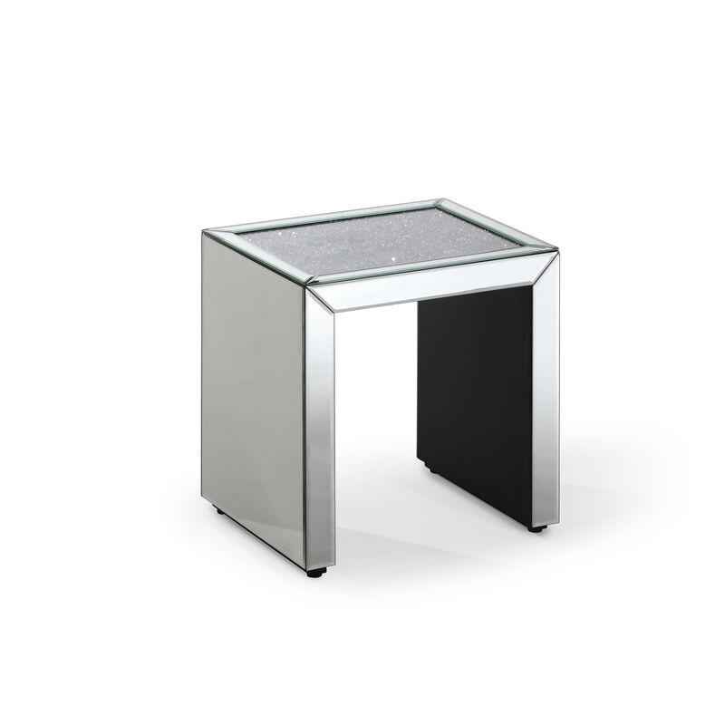 Decor 19.7 in. Silver Rectangle Glass Top Nesting End Table (3 Pieces)