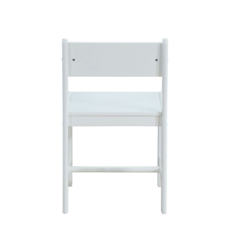 17 Inch Modern Side Chair, Low Open Panel Back, White Wood Finish - Benzara