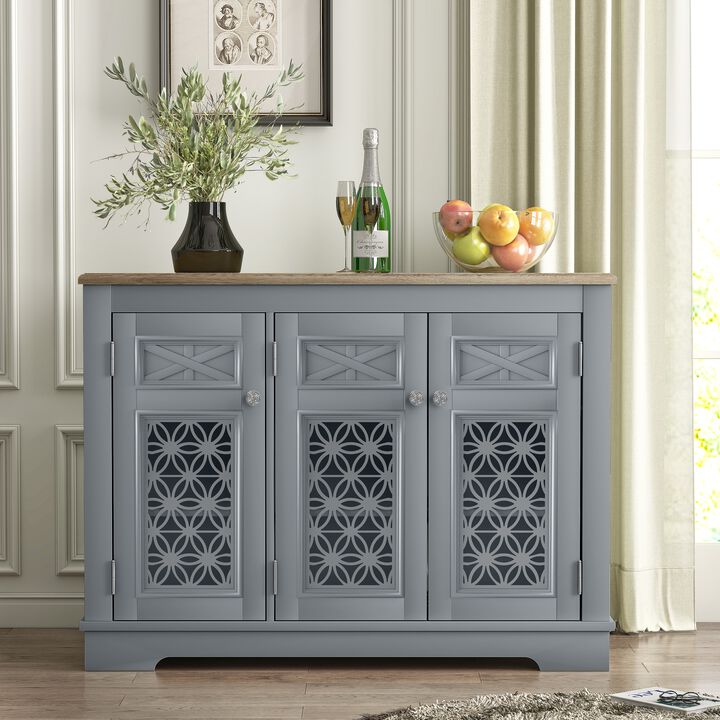 FESTIVO Versatile Buffet Cabinet with Glass Doors and Adjustable Shelves