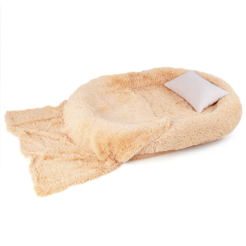 Washable Fluffy Human Dog Bed with Soft Blanket and Plump Pillow – Cozy Pet Bed for Comfort and Rest