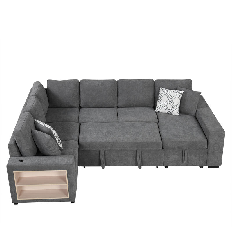 Merax U-shaped Sectional Sofa Pull-out Sofa Bed