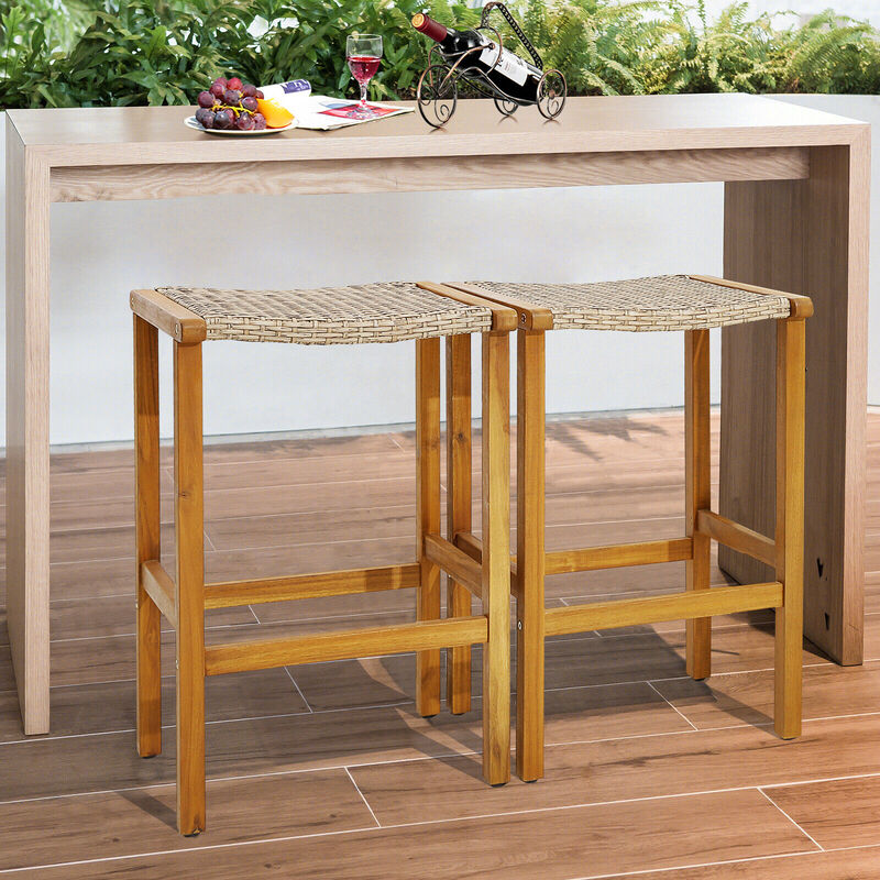 Patio Wood Bar Stools Set of 4