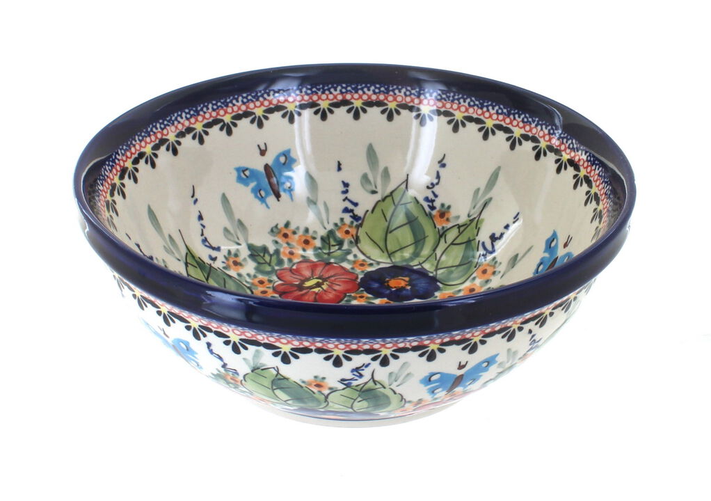 Blue Rose Polish Pottery Seaside Swirl Medium Serving Bowl