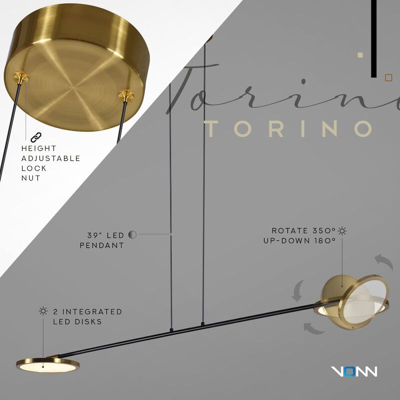 VONN Lighting Integrated LED Height Adjustable Linear Pendant Light
