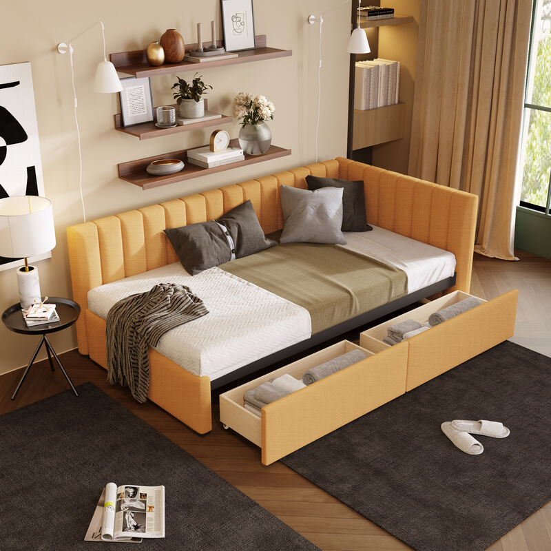 Upholstered Daybed with 2 Storage Drawers