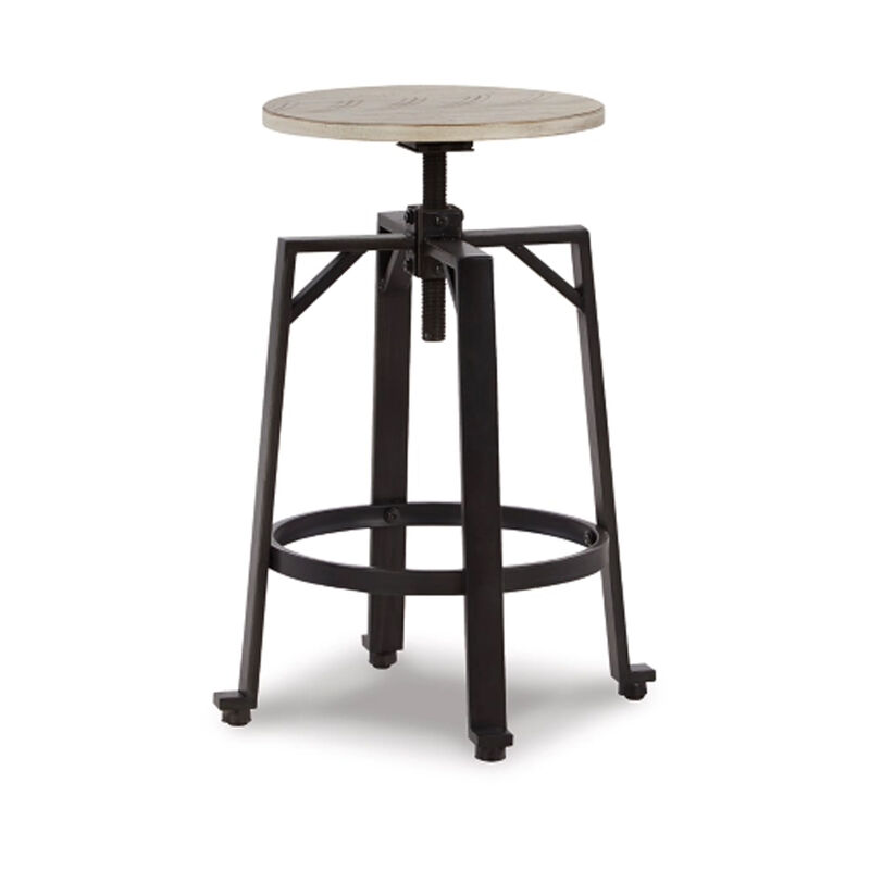 Xin 22-27 Inch Barstool, Set of 2, Adjustable Height, Light Brown, Black - Benzara