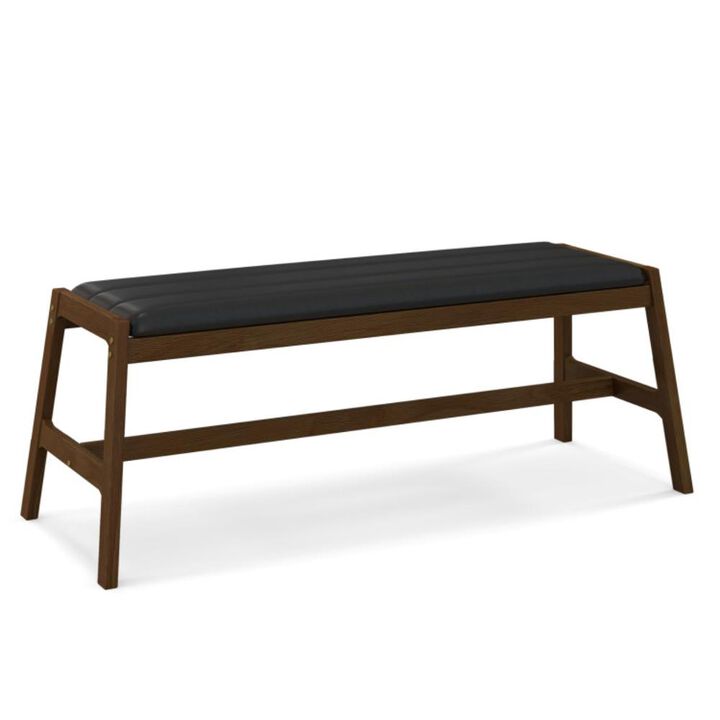 Hivvago 50 Inch Long Solid Wood Dining Bench Upholstered Table Bench with Faux Leather Padded Seat