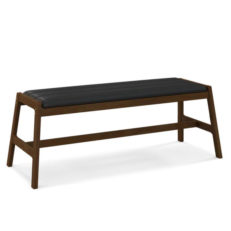 Hivvago 50 Inch Long Solid Wood Dining Bench Upholstered Table Bench with Faux Leather Padded Seat