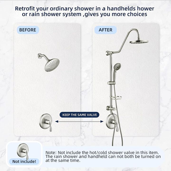 Shower System With Rain Showerhead, 5-Function Hand Showerble Slide Bar And Soap