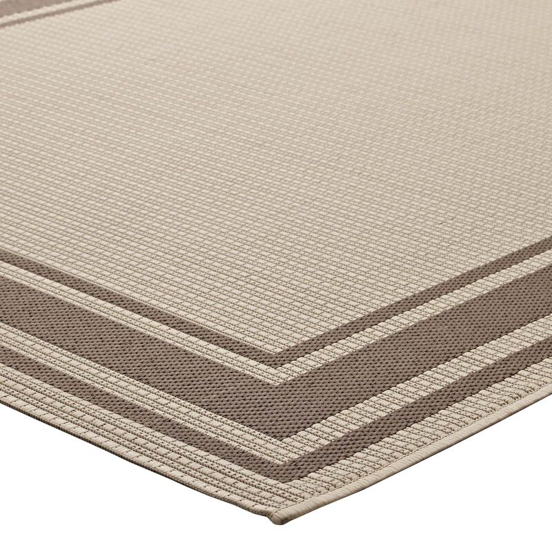 Rim Solid Border 8x10 Indoor and Outdoor Area Rug - Light and Dark Beige