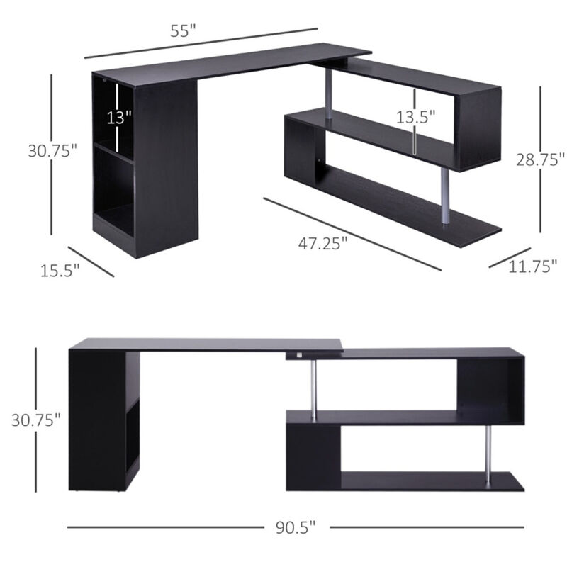 Modern L-Shaped Computer Desk for Home Office and Gaming