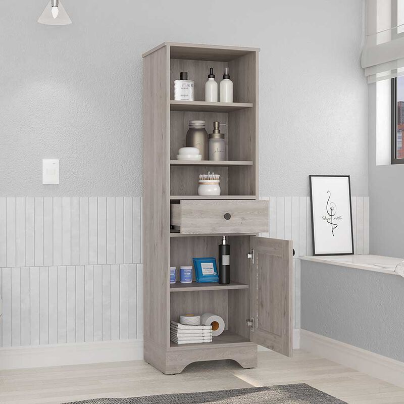 Linen Cabinet Burnedt, Bathroom, Light Gray