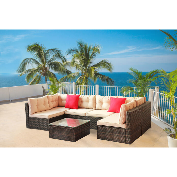 Patio Furniture Set PE Rattan Sectional Garden Furniture Corner Sofa Set