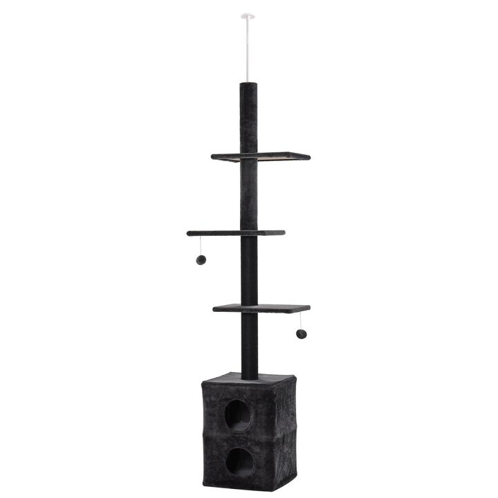 Grey Cat Palace: Adjustable 82.75"-94.5" Floor to Ceiling Activity Tree