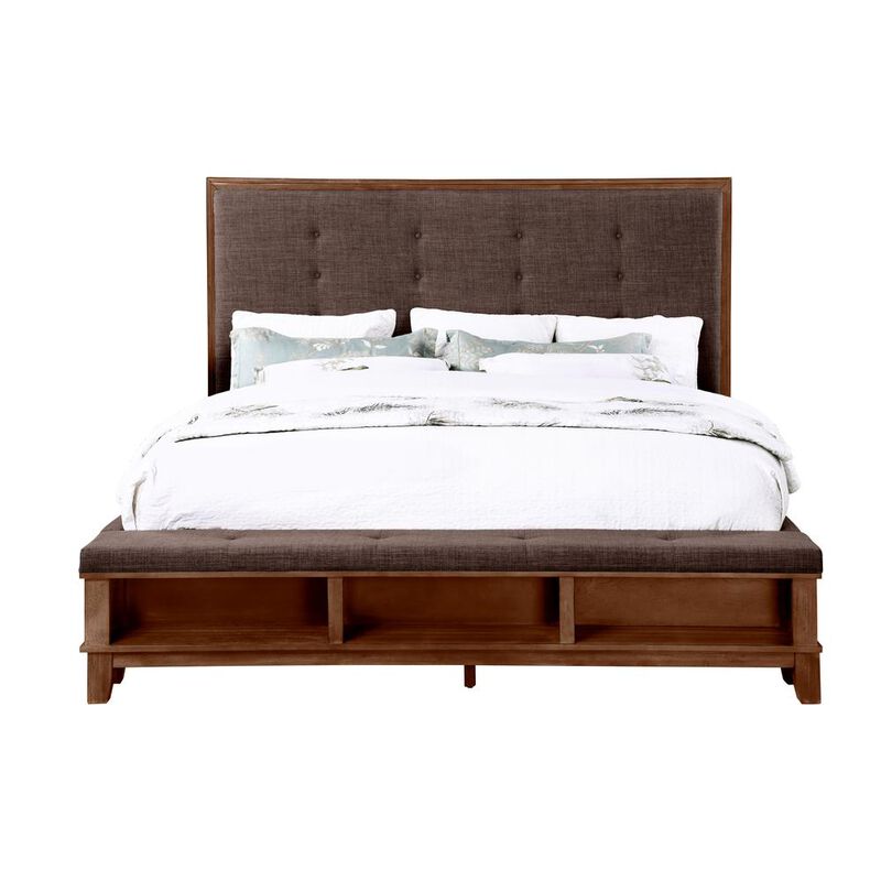 New Classic Furniture Furniture Cagney Contemporary Solid Wood 6/0 Wk Bed in Brown