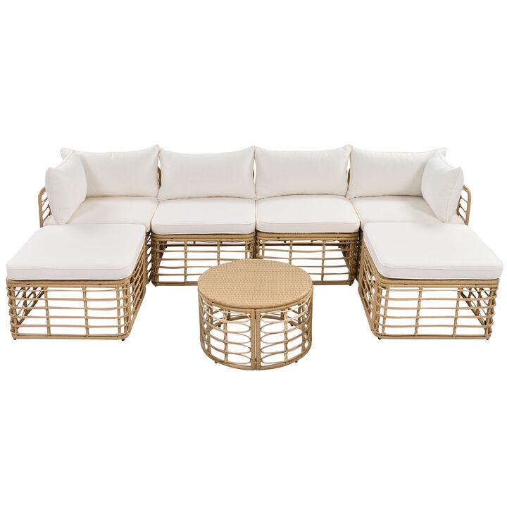 Merax 7 Pieces Outdoor Patio Furniture Sofa Set with Table