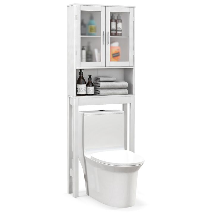 Costway Wooden Over The Toilet Storage Cabinet Spacesaver Organizer Bathroom Tower Rack