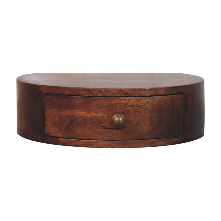 Artisan Furniture Solid Wood Honey Caramel Wall Mounted Rounded Bedside