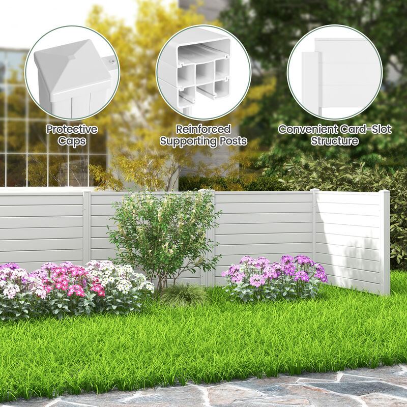 Outdoor PVC Privacy Screens Fence Panels with 20 Inch Long Stakes