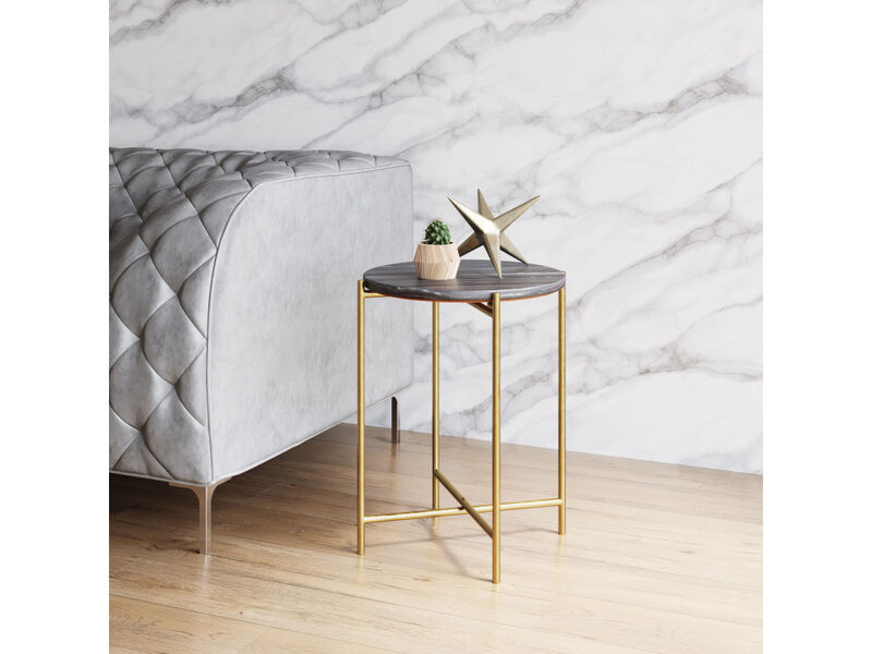 David Side Table Gray & Gold