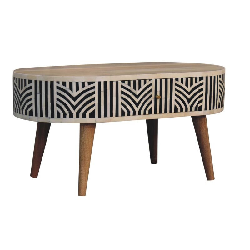 Edessa Bone Inlay  Solid Wood 2 Drawer Coffee Table