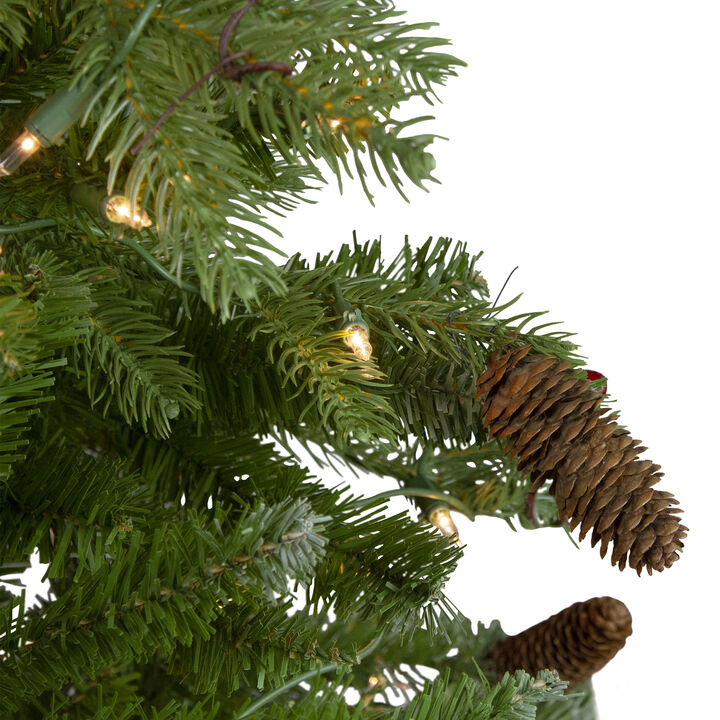 6.5’ Pre-Lit Mixed Winter Berry Pine Artificial Christmas Tree - Clear Lights