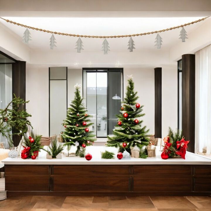 Bead and Tree Garland for Holiday and Winter Home Décor (Set of 2)