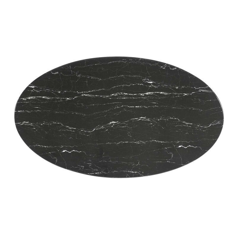 Modway - Lippa 54" Oval Artificial Marble Dining Table Black Black