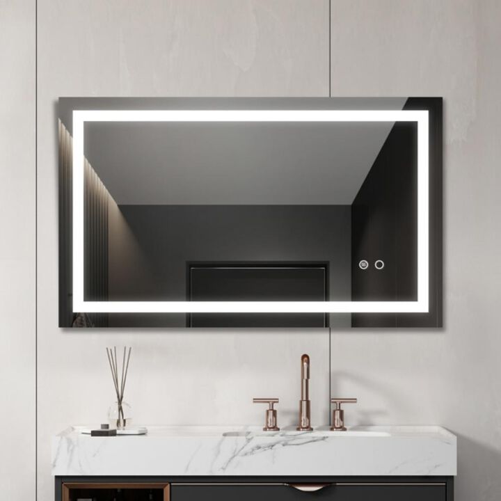 LED Lighted Bathroom Wall-Mounted Mirror High Lumen, Anti-Fog with Separate Controls and Dimmer Function for Custom Lighting