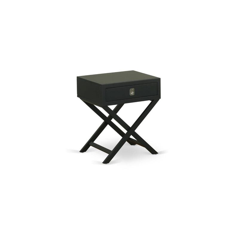 East West Furniture One Pc Gorgeous Hamilton Small Black Rectangular Table with Drawer, 1-Pack, Finish