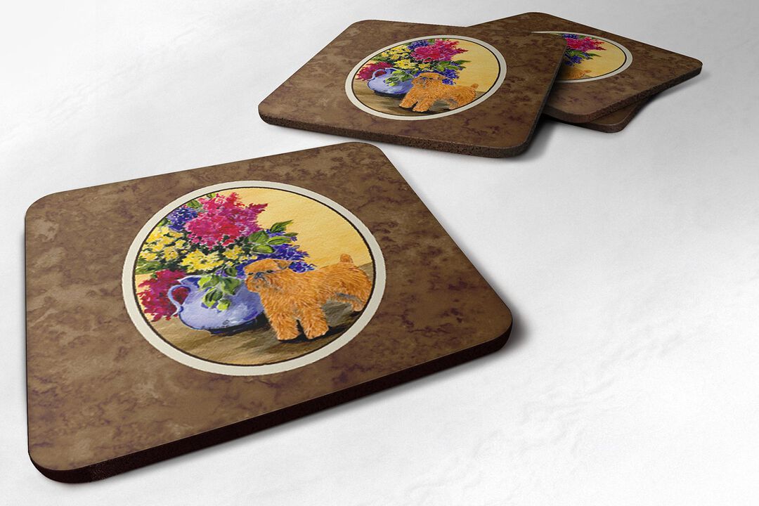 Caroline's Treasures SS8543FC Brussels Griffon Foam Coasters (Set of 4), 3.5 H x 3.5 W, Multicolor