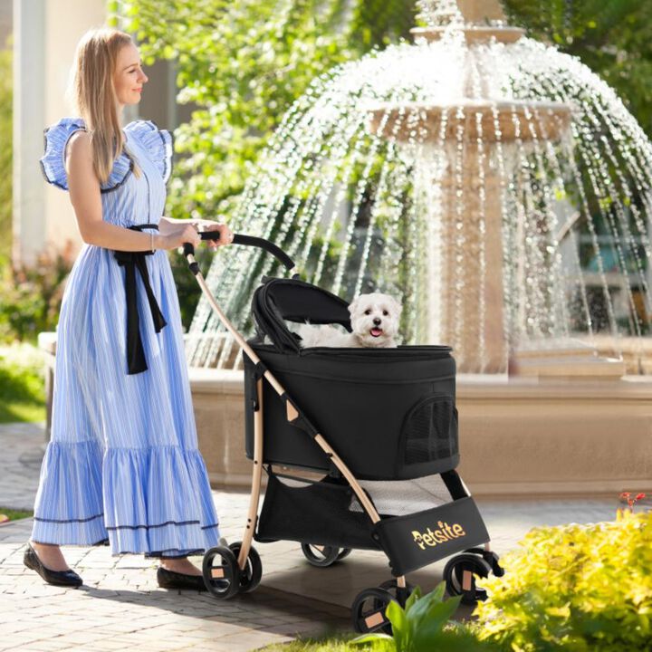 Hivvago 3-In-1 Pet Stroller with Removable Car Seat Carrier-Black