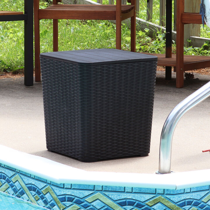 Sunnydaze 11.5 gal Faux Rattan Outdoor Storage Box
