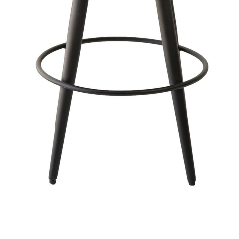 Curi Counter Stool, Plush Light Gray Cushioned Seat, Black Metal Legs - Benzara