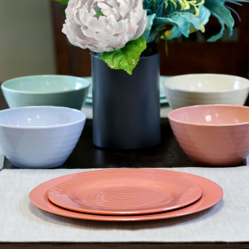 Gibson Home Brist Pastels 12 Piece Melamine Dinnerware Set in Assorted Colors
