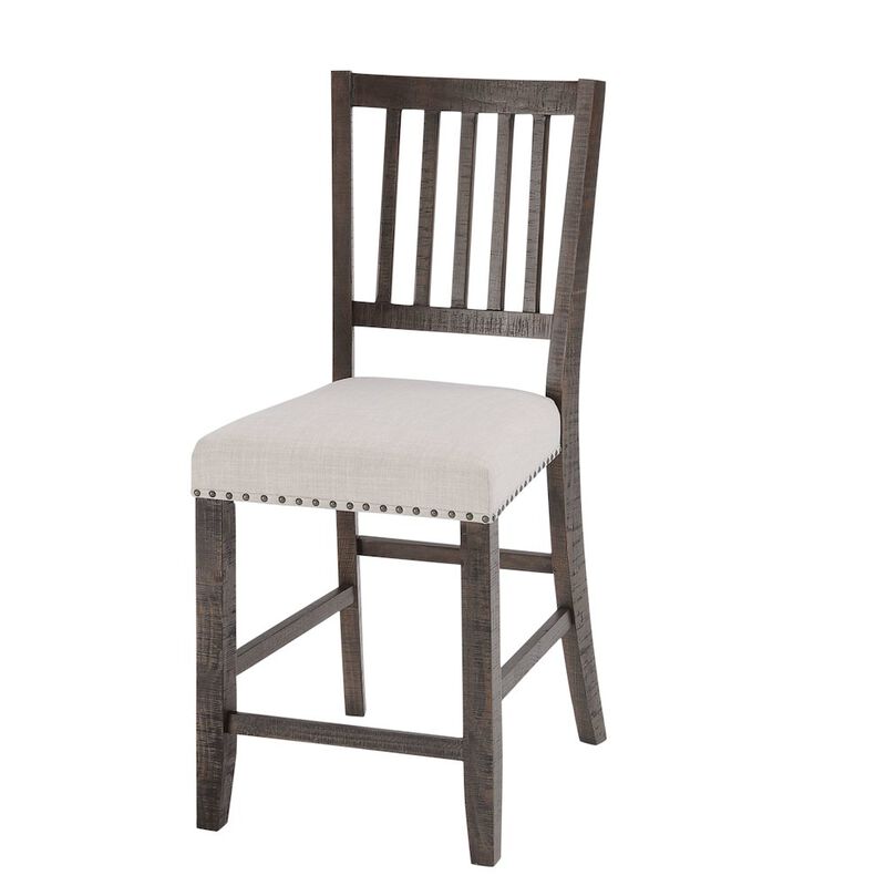 Jofran Willow Creek Distressed Slatback Upholstered Counter Stool (Set of 2)