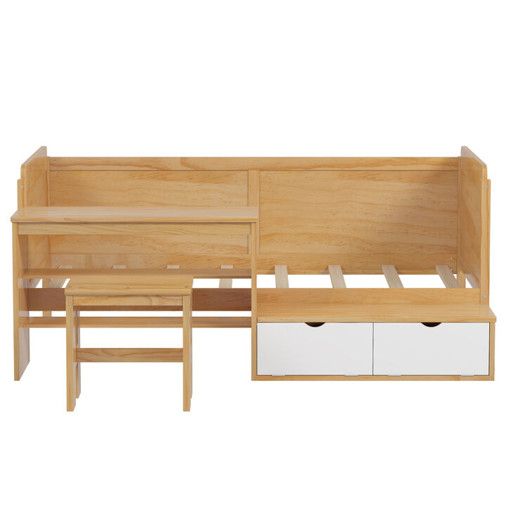 Merax Multi-functional Daybed Bed with Study Desk and 1 Stool