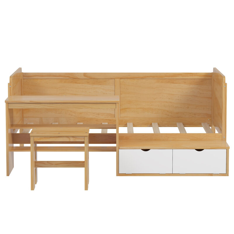 Merax Multi-functional Daybed Bed with Study Desk and 1 Stool