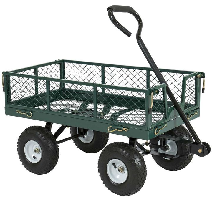 Heavy Duty Steel Garden Utility Cart Wagon with Removable Sides