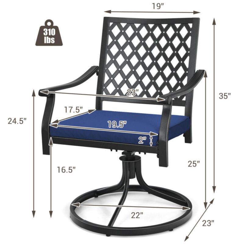 Hivvago 2 Pieces Patio 360� Swivel Dining Chairs with Rocker and Cushioned Armrest