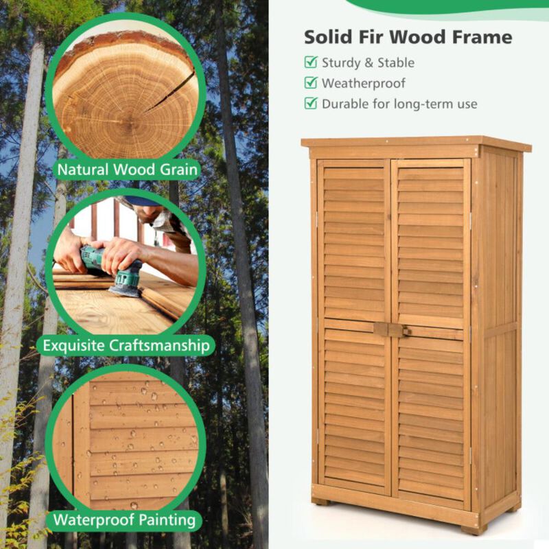Hivvago Outdoor Wooden Garden Tool Storage Cabinet