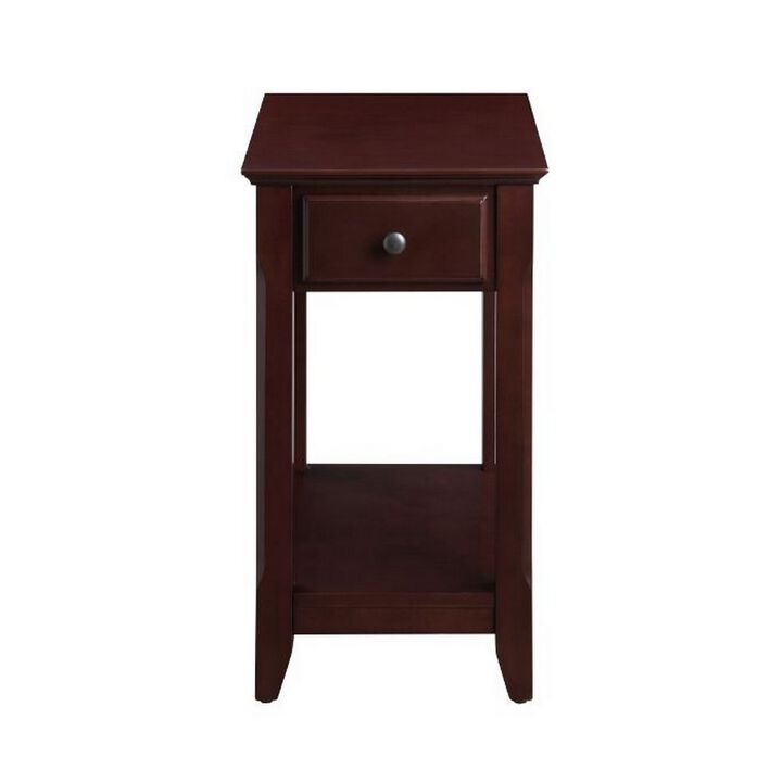 Accent Table with 1 Drawer and Bottom Shelf, Brown-Benzara