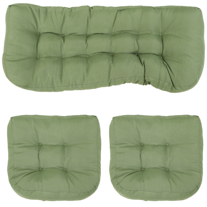 Sunnydaze Indoor/Outdoor Olefin 3-Piece Tufted Settee Cushion Set