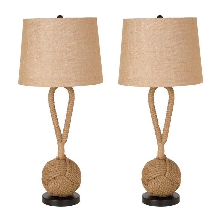 Lux Lighting Rope 29 Table Lamp, Natural color, (Set of 2)